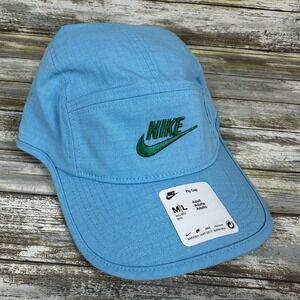 Nike Hat Fly Cap 5 Panel Futura Swoosh Logo Blue Adjustable Strapback Size M/L